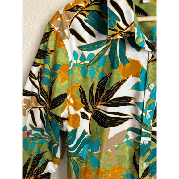 Chico's Women's Button down shirt Stretch Palms 3/4 sleeves colorful Size 18 - Picture 12 of 13